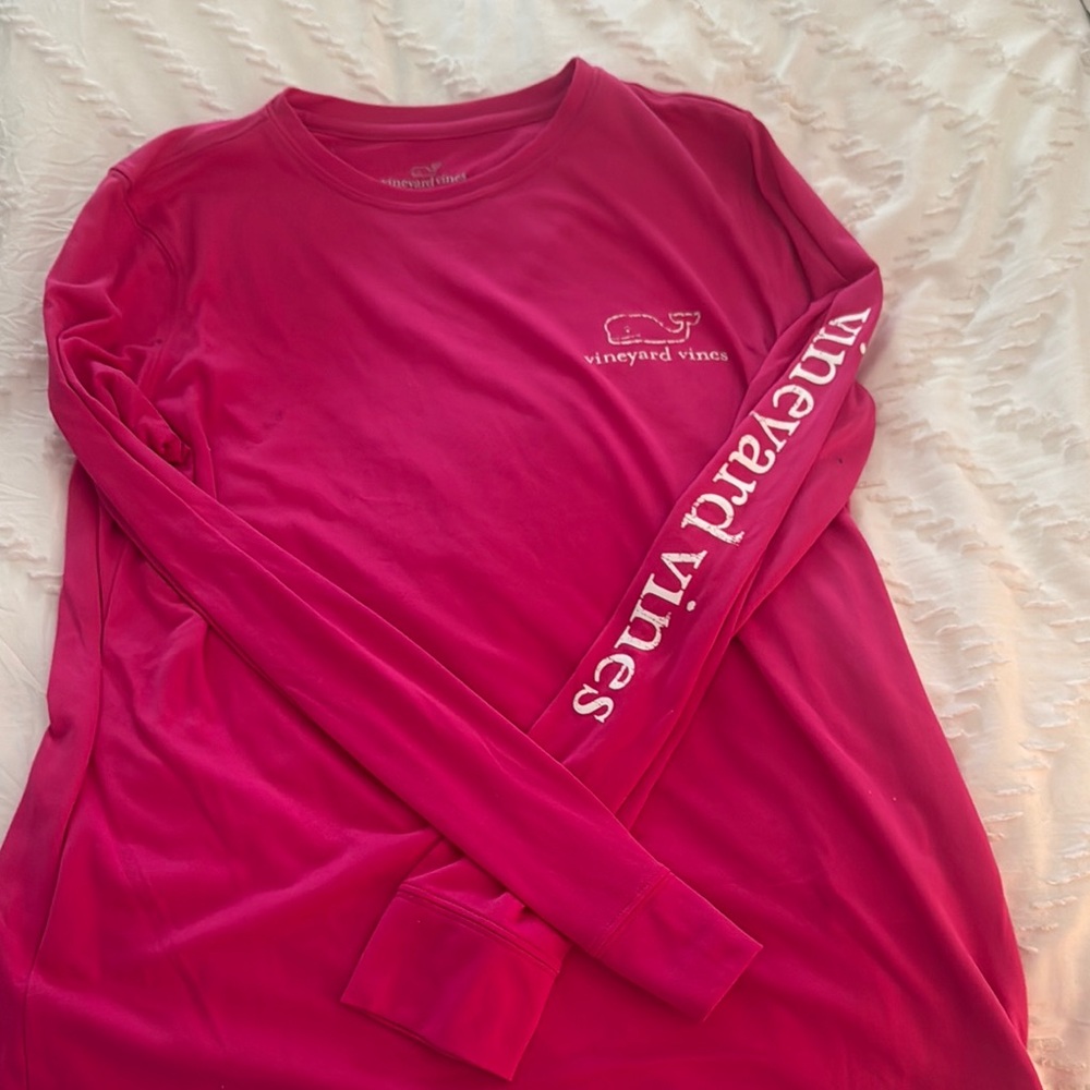 Vineyard Vines Performance Fuchsia Long Sleeve Tee